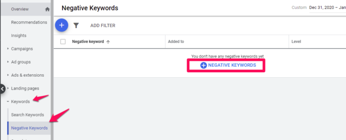 Google adwords google ads how to add negative keywords 