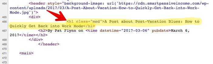 code for H1 tag for Smart Passive Income blog