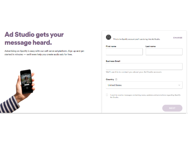 creating a spotify ads account