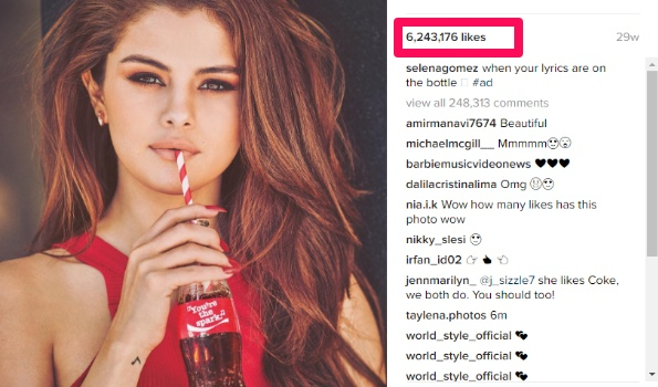 selena gomez instagram ad example