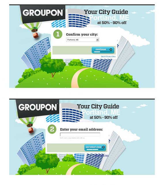 groupon landing page example