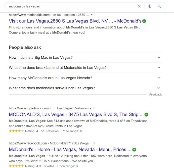 multiple location SEO mcdonalds las vegas