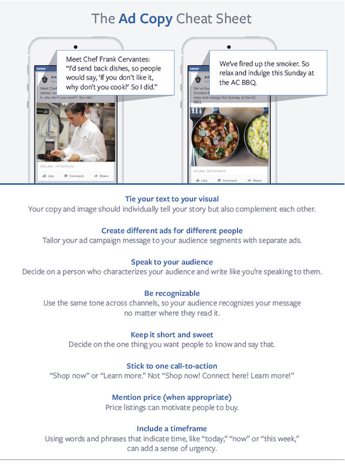 facebook ad copy strategies copy cheat sheet