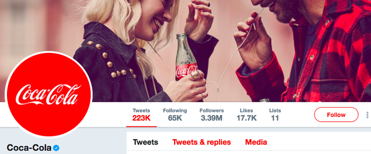 coca cola twitter follower guide example 