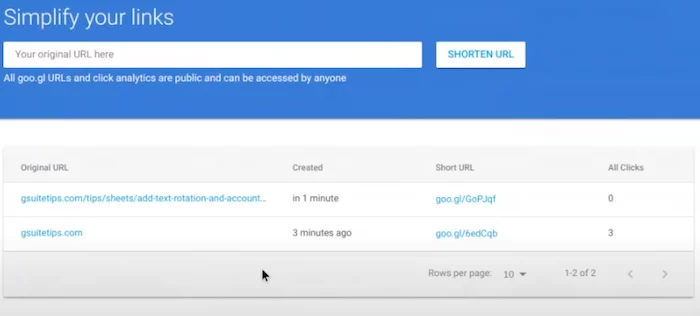 Link Shortener Alternatives to Goo.gl - Screenshot of Simplifying Links with Goo.gl