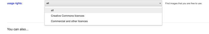 usage rights options with Google advanced image search