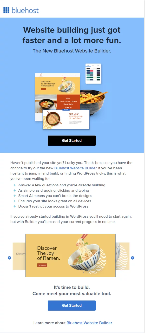 Email Marketing Examples - Bluehost