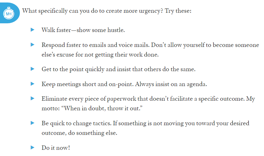 A screenshot that details methods someone can take to create urgency - headlines 
