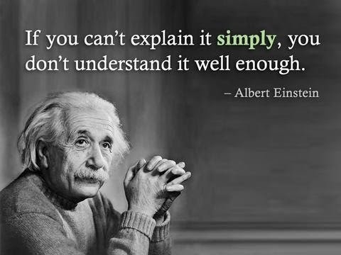 A famous Albert Einstein quote reading "If you can't explain it simply, you don't understand it well enough." 