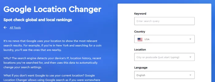 Google location changer free SEO tool 
