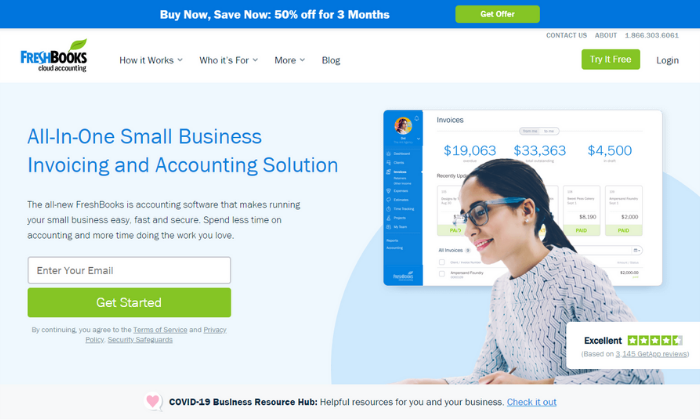 FreshBooks splash page for Best Accounting Software