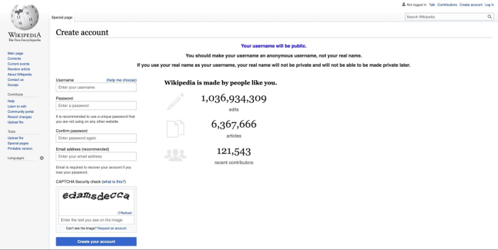How to Create a Wikipedia Page - Create an Account