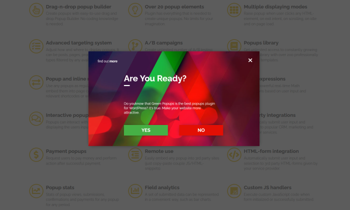 Green Popups demo for Best WordPress Popup Plugins