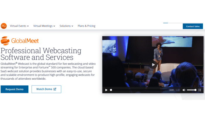 GlobalMeet webcast splash page for Best Webcasting Services