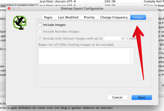 Screamingfrog sitemap image config for How to Create an SEO-Boosting XML Sitemap