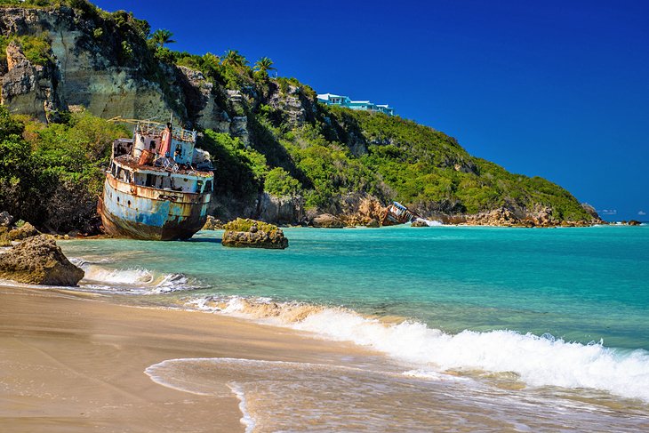 Anguilla, shipwreck on Sandy Ground Beach