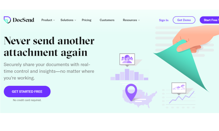 DocSend main page for Best Document Management Software