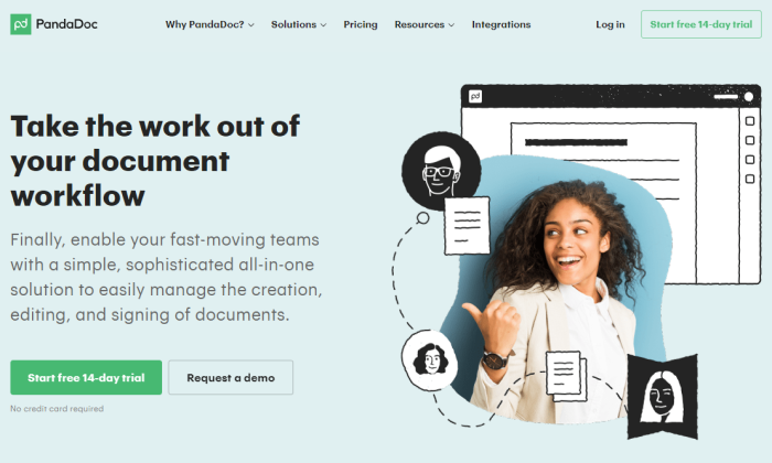 PandaDoc main page for Best Document Management Software