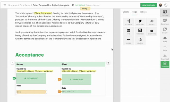 PandaDoc interface for Best Document Management Software