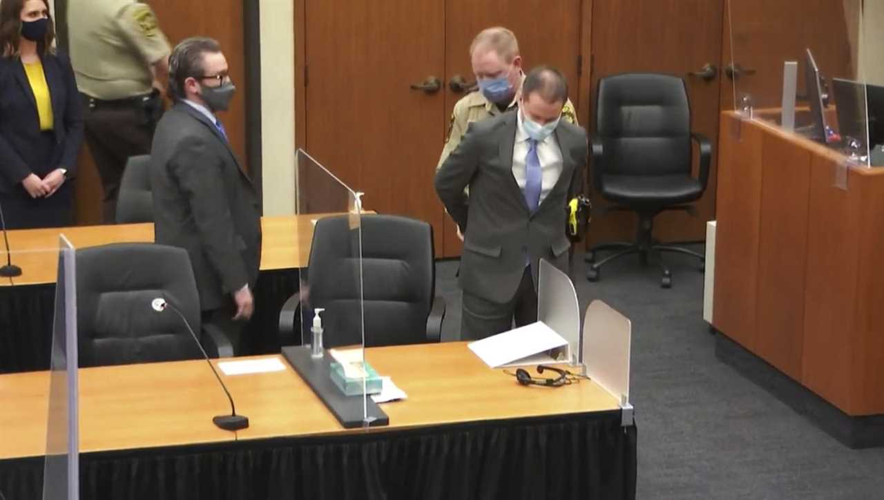 In this image from video, former Minneapolis police Officer Derek Chauvin is taken into custody as his attorney, Eric Nelson, left, looks on, after the verdicts were read at Chauvin's trial for the 2020 death of George Floyd, Tuesday, April 20, 2021, at the Hennepin County Courthouse in Minneapolis, Minn.