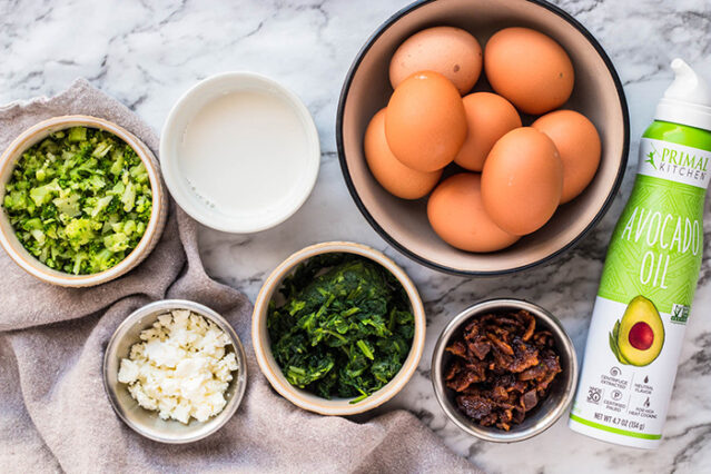 ingredients for instant pot sous vide egg bites in individual bowls