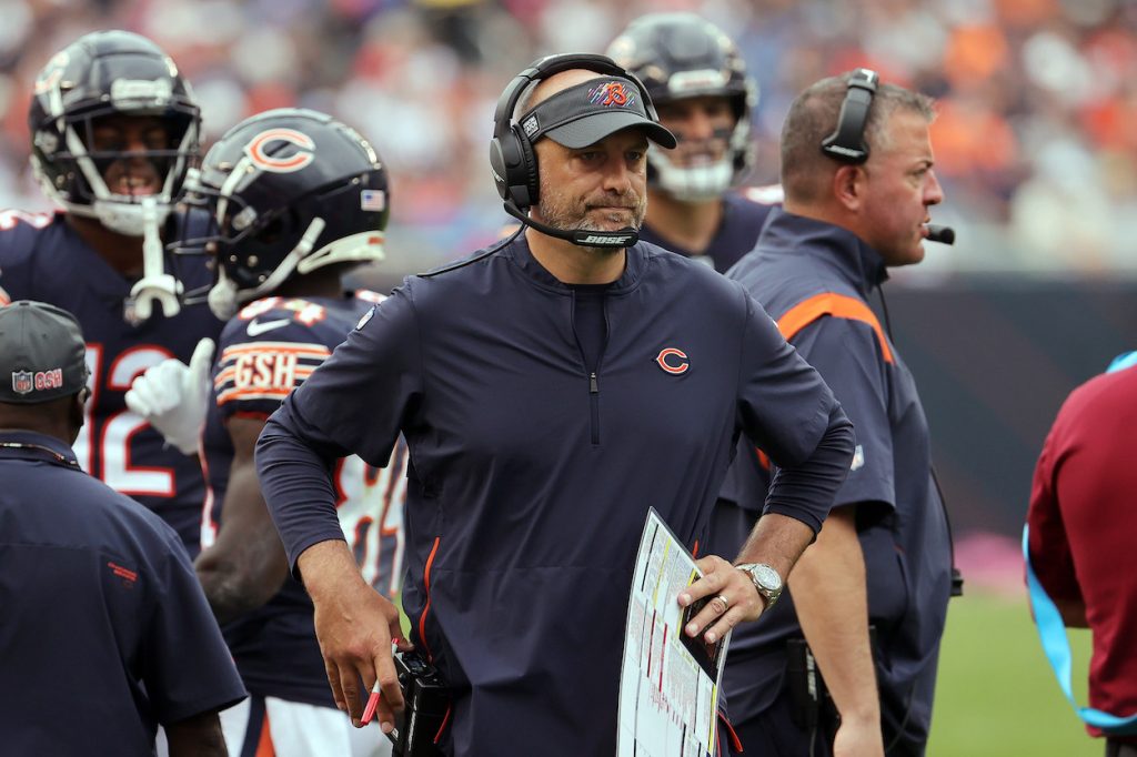 Bears HC Matt Nagy during the Lions game.