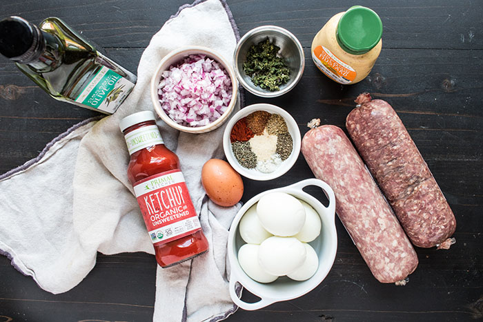ingredients for scotch eggs style mini meatloaves recipe