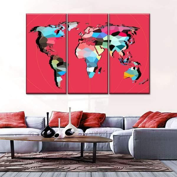 Map I Multi Panel Canvas Wall Art