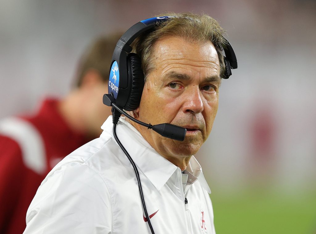 Alabama Crimson Tide coach Nick Saban during the 2021 college football season.