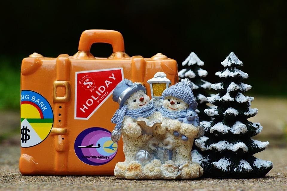 Winter Vacation, Christmas Holidays, Travel, Suitcase