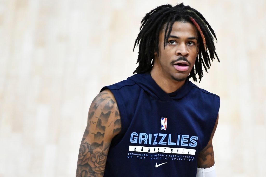 Ja Morant of the Memphis Grizzlies goes through pregame warmups.