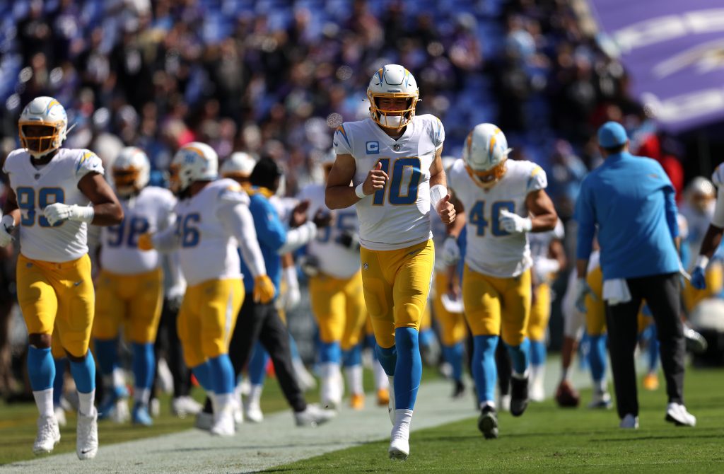 Chargers QB Justin Herbert in October 2021.