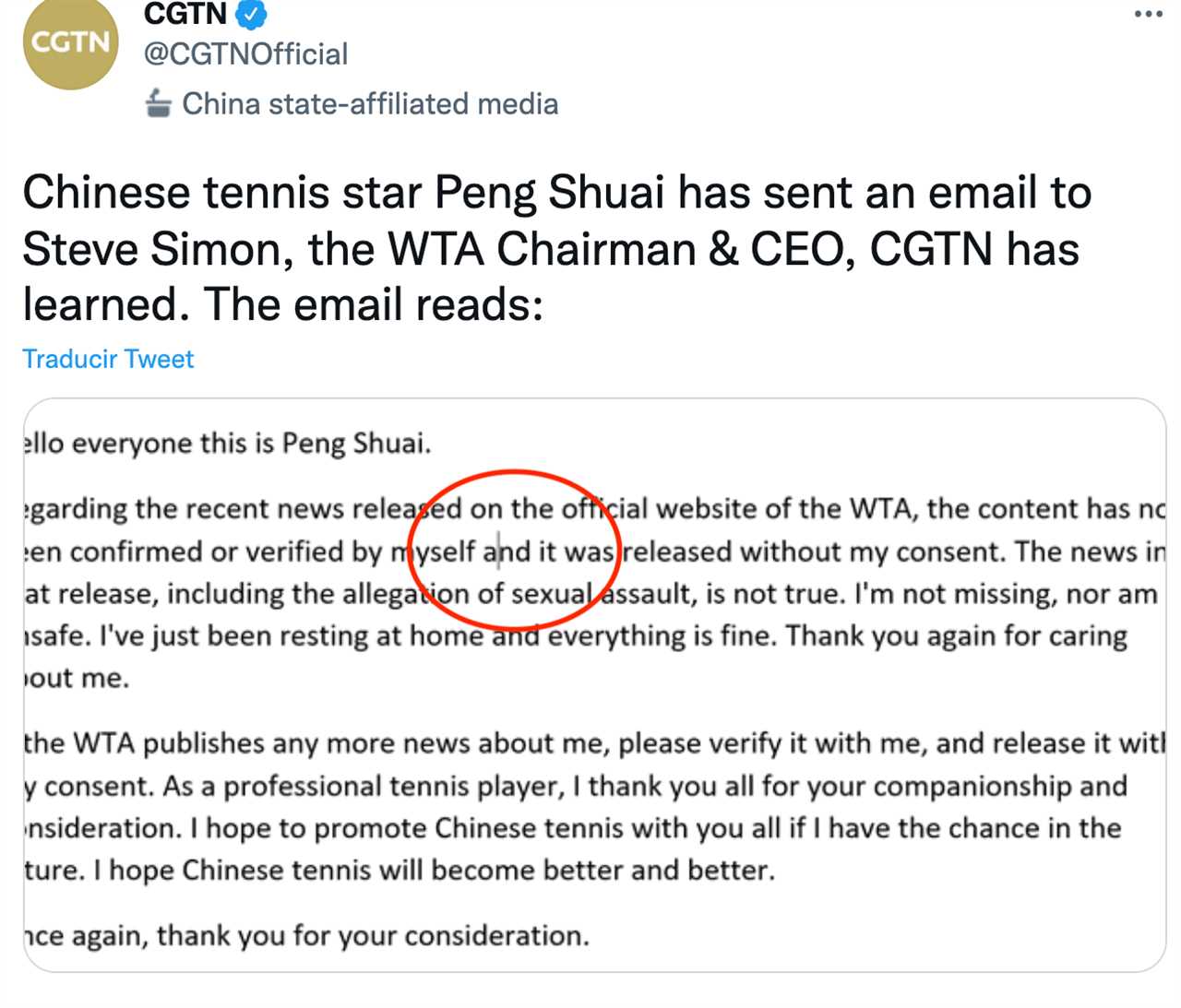 Human Rights, Serena Williams and Other Tennis Players Rise After the Disappearance of Peng Shuai