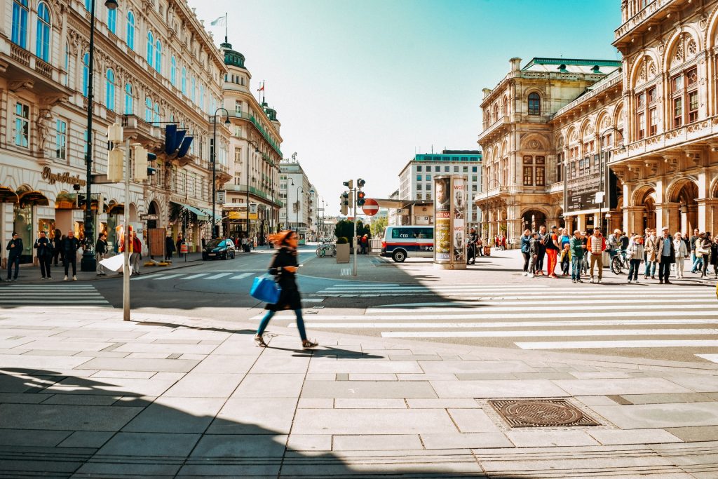 people on streets in vienna