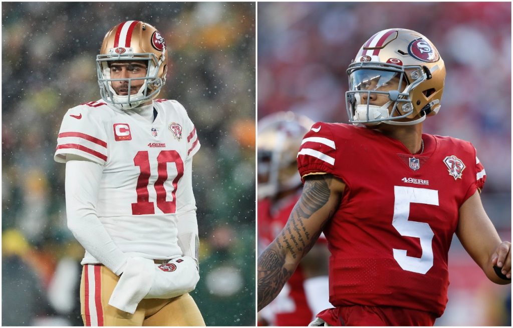 49ers QB Jimmy Garoppolo and Trey Lance.