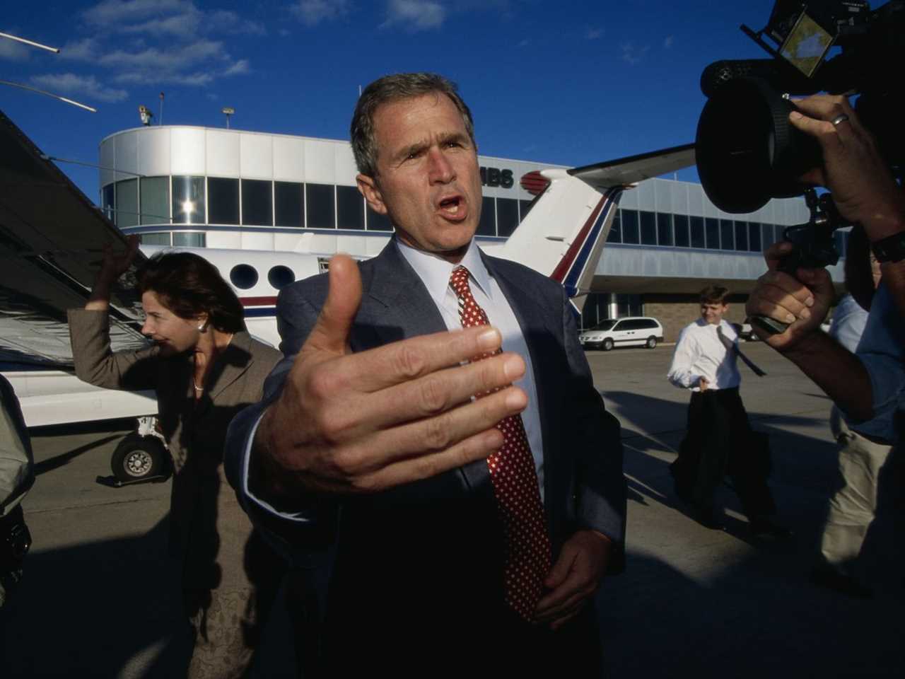 Governor George Bush Gesturing to the Camera