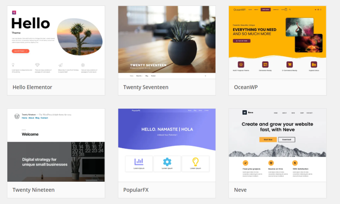 WordPress themes for WordPress Vs Wix