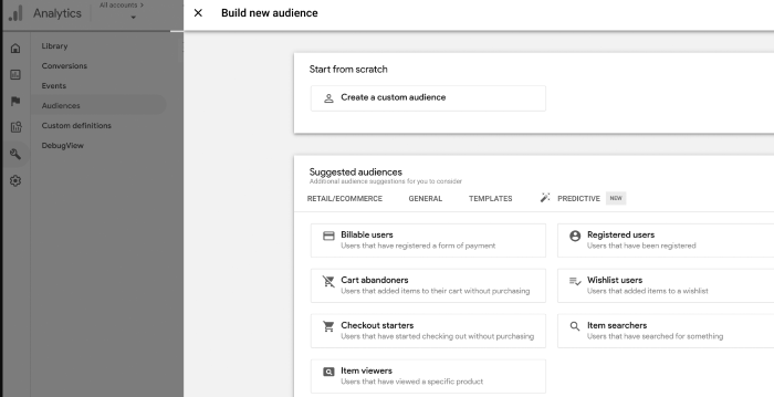 google analytics 4 suggested audiences 