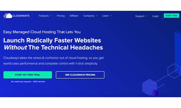 Cloudways main page for Best Web Hosting Services