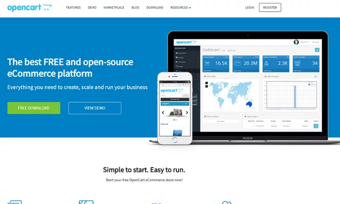 Opencart splash page for Best Ecommerce Platforms