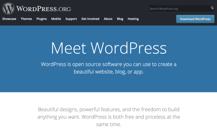 WordPress.org homepage for How To Build a WordPress Website