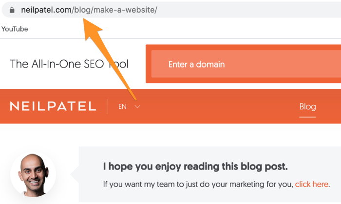 NeilPatel.com permalink example for How To Build a WordPress Website