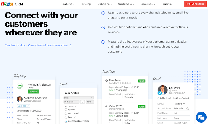 Zoho CRM splash page for Best CRM Software