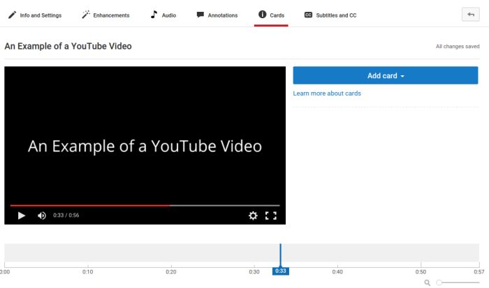 An example of  how to create a ‘YouTube card’ for your video.