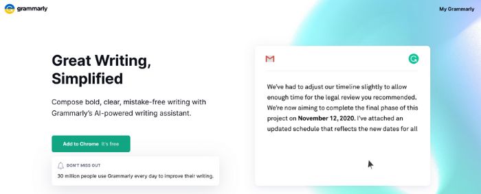 Grammarly's website. 