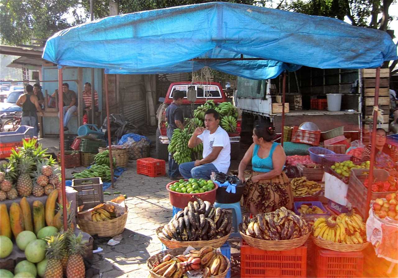 Street stand selling food in a local market in guatemala