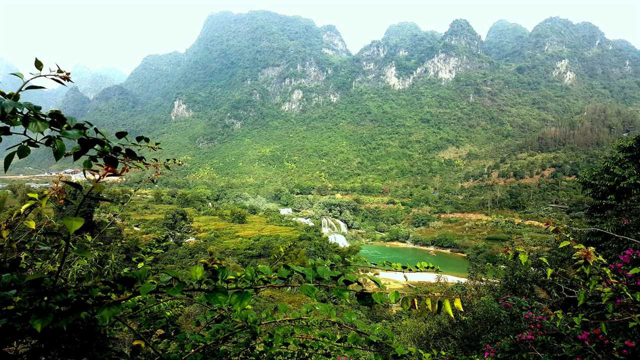 Ban Gioc Waterfall in Cao Bang Vietnam from af ar