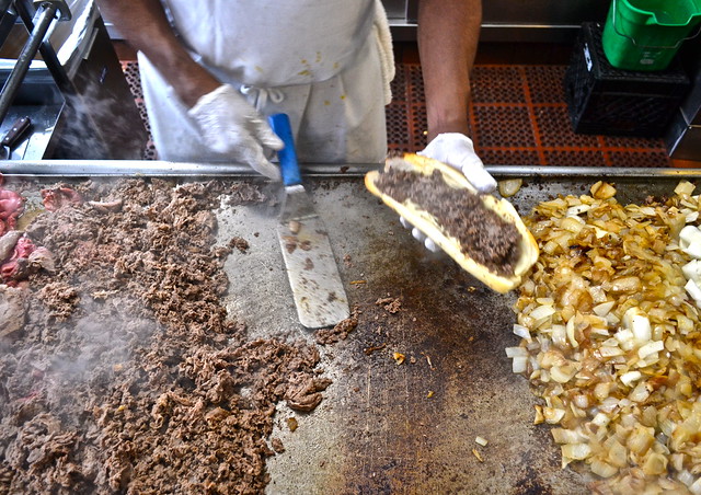 preparing Philadelphia Cheesesteak in Philly 