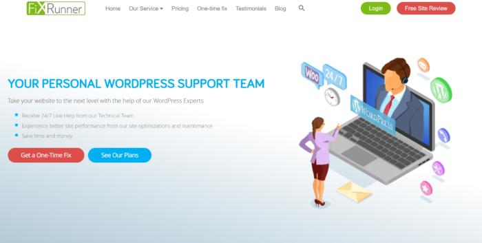 Use FixRunner for tech support when considering a WordPress management service.
