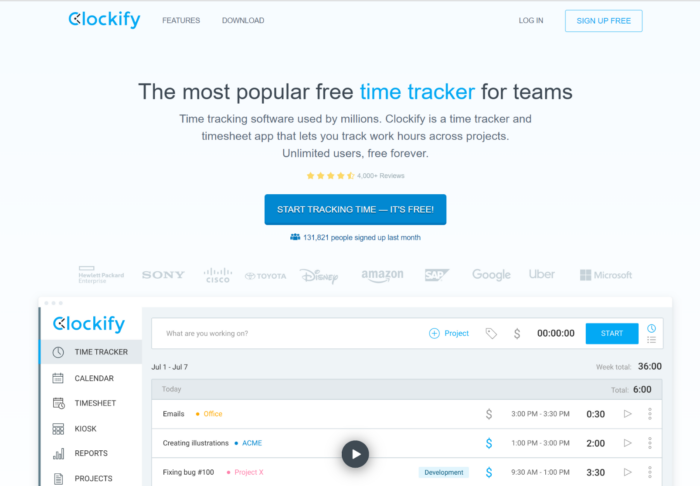 Clockify is a great time tracking software for reporting features.